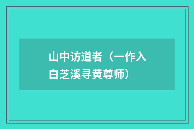 山中访道者（一作入白芝溪寻黄尊师）