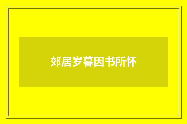 郊居岁暮因书所怀