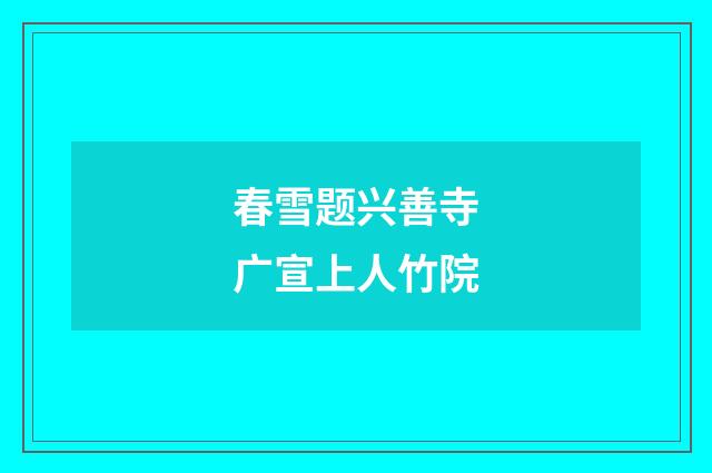 春雪题兴善寺广宣上人竹院