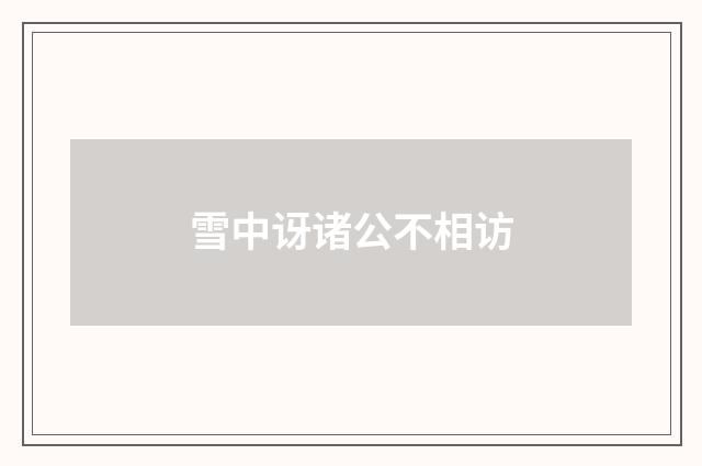 雪中讶诸公不相访