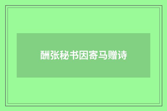 酬张秘书因寄马赠诗