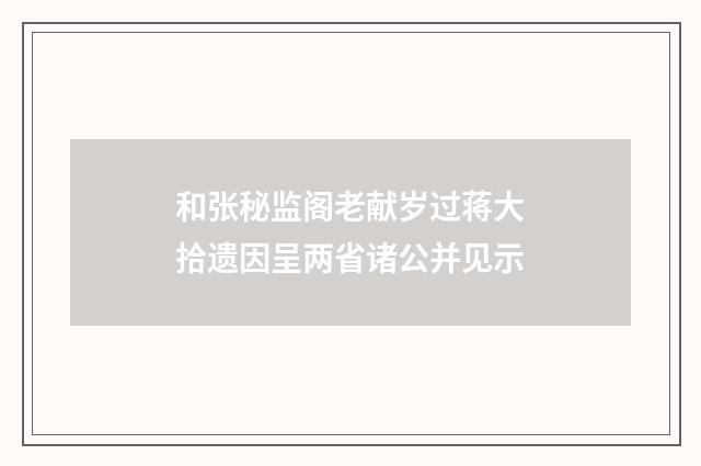 和张秘监阁老献岁过蒋大拾遗因呈两省诸公并见示