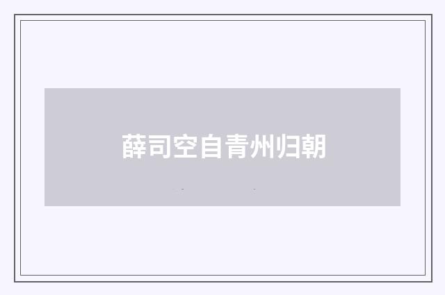 薛司空自青州归朝