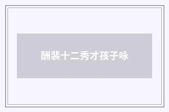 酬裴十二秀才孩子咏