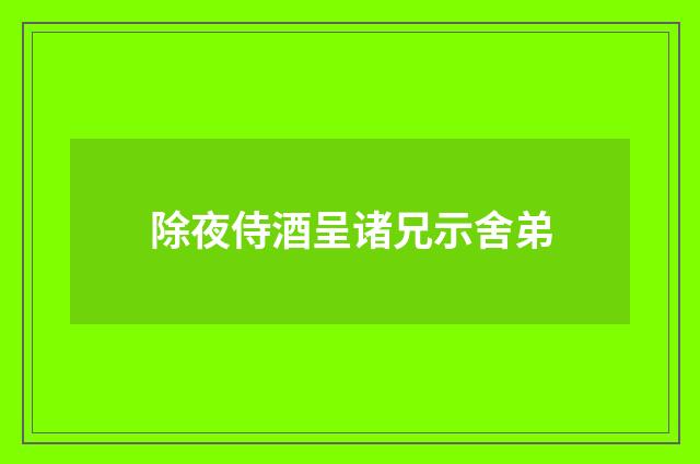 除夜侍酒呈诸兄示舍弟