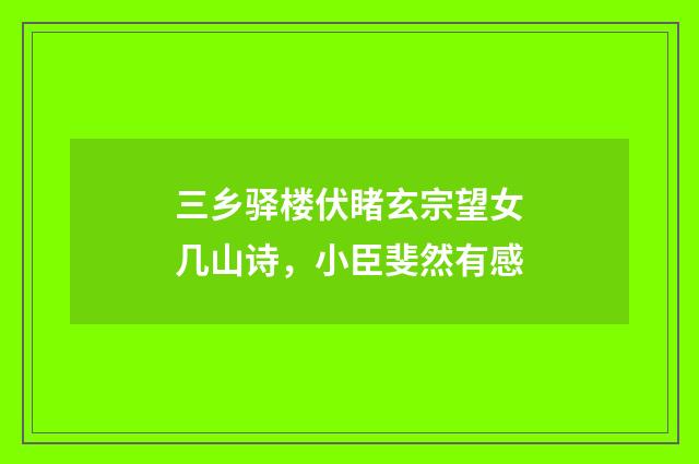 三乡驿楼伏睹玄宗望女几山诗，小臣斐然有感