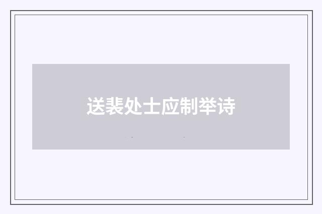 送裴处士应制举诗