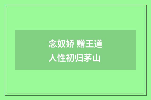 念奴娇 赠王道人性初归茅山