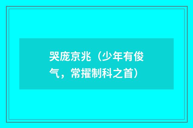 哭庞京兆（少年有俊气，常擢制科之首）