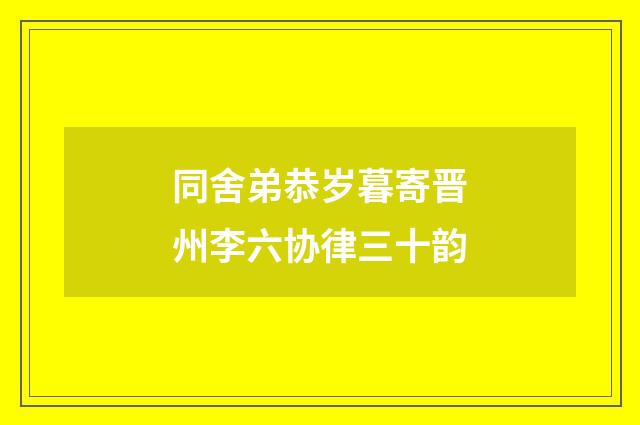 同舍弟恭岁暮寄晋州李六协律三十韵