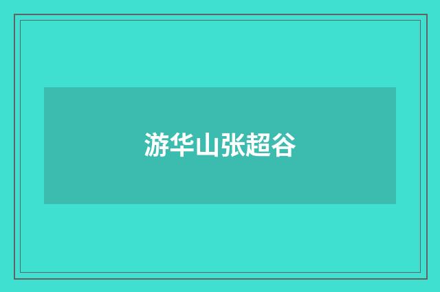 游华山张超谷