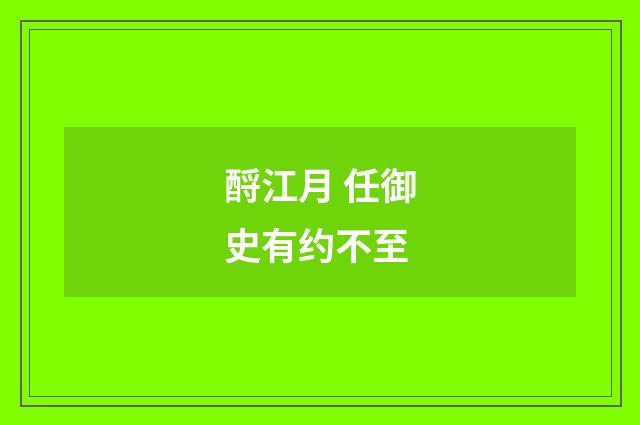 酹江月 任御史有约不至