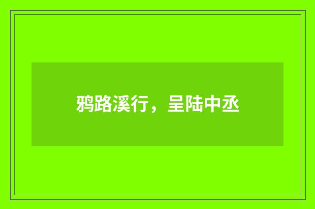 鸦路溪行，呈陆中丞