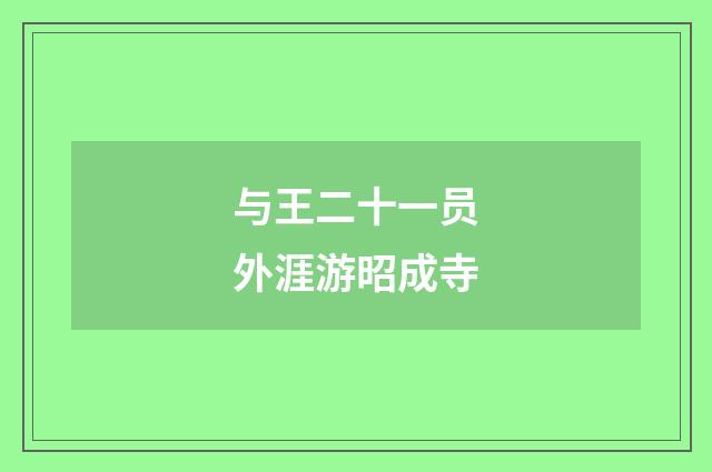 与王二十一员外涯游昭成寺