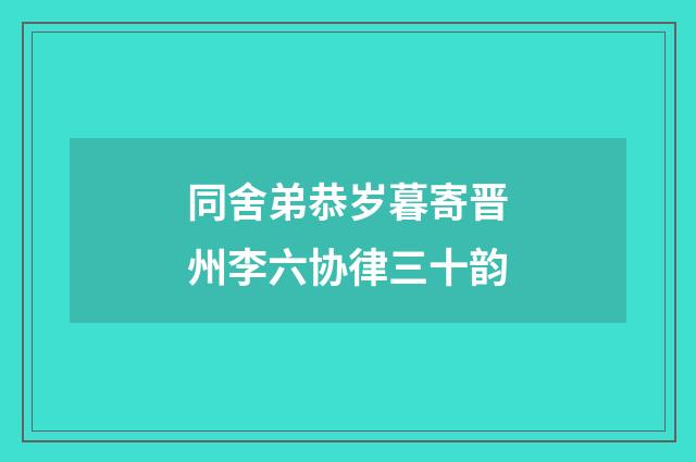 同舍弟恭岁暮寄晋州李六协律三十韵