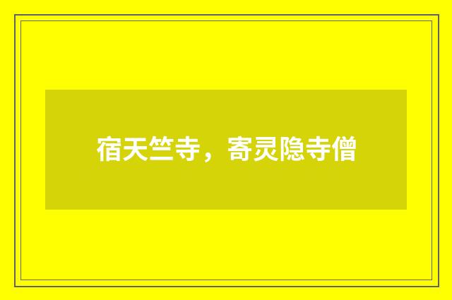 宿天竺寺，寄灵隐寺僧
