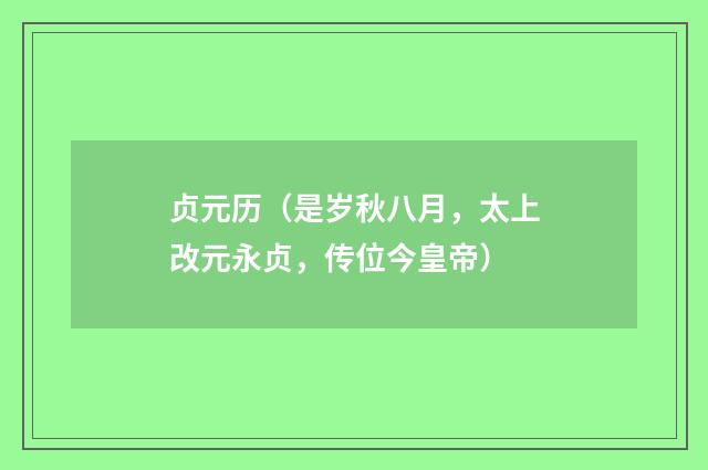 贞元历（是岁秋八月，太上改元永贞，传位今皇帝）