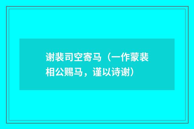 谢裴司空寄马（一作蒙裴相公赐马，谨以诗谢）