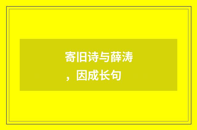 寄旧诗与薛涛，因成长句