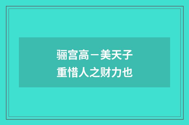 骊宫高－美天子重惜人之财力也