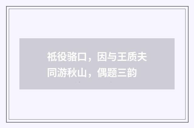 祗役骆口，因与王质夫同游秋山，偶题三韵