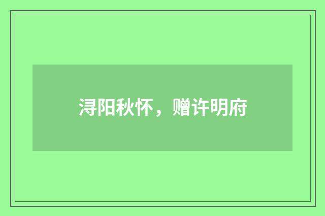 浔阳秋怀，赠许明府