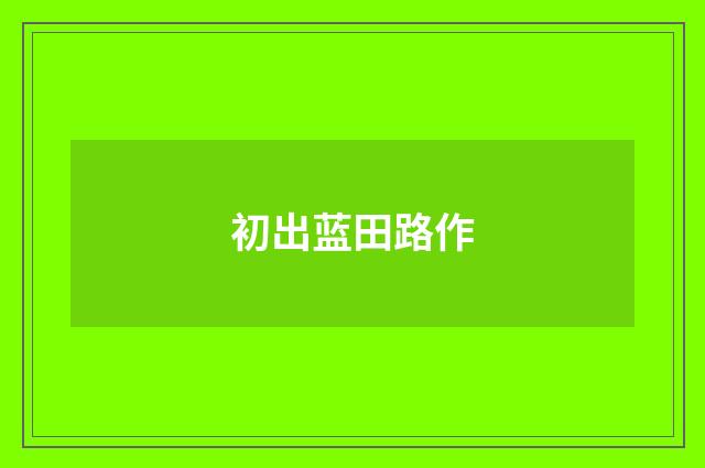 初出蓝田路作