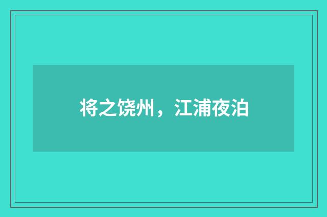 将之饶州，江浦夜泊