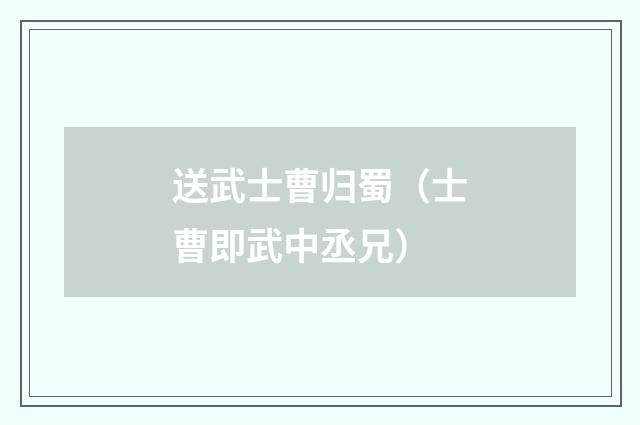 送武士曹归蜀（士曹即武中丞兄）