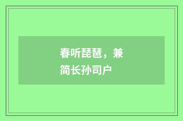 春听琵琶，兼简长孙司户