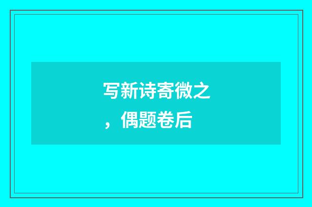 写新诗寄微之，偶题卷后