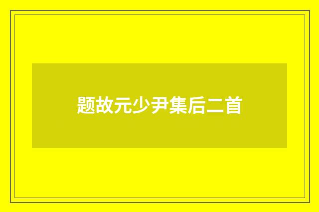 题故元少尹集后二首