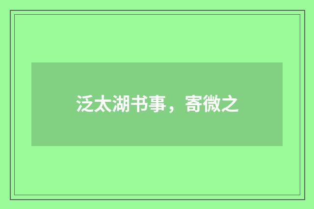 泛太湖书事，寄微之