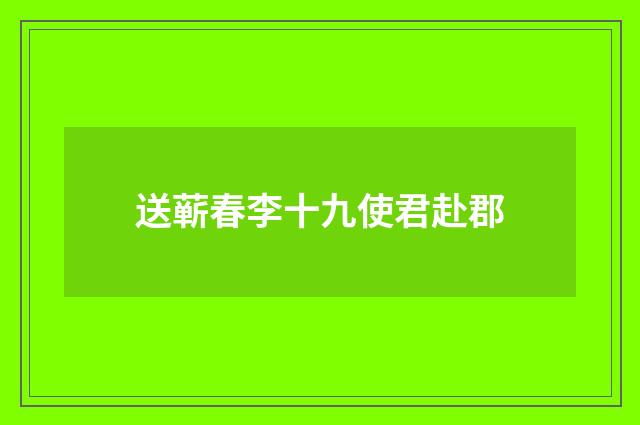 送蕲春李十九使君赴郡