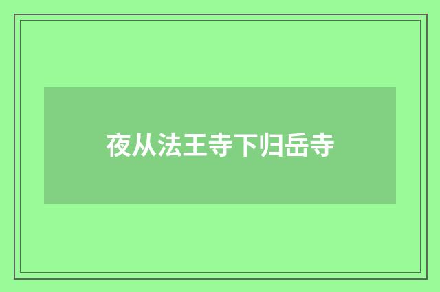夜从法王寺下归岳寺