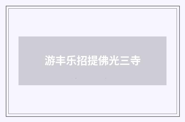 游丰乐招提佛光三寺