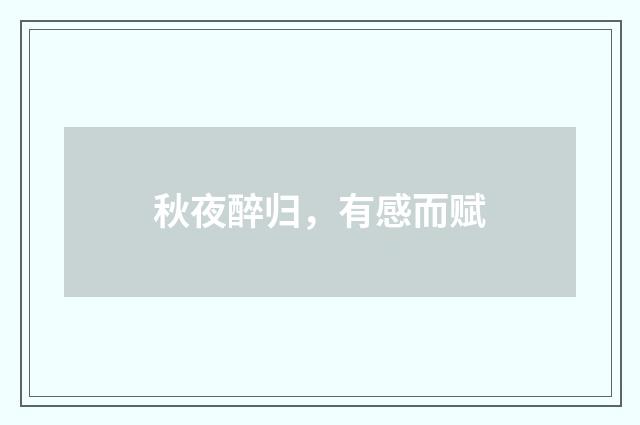 秋夜醉归，有感而赋