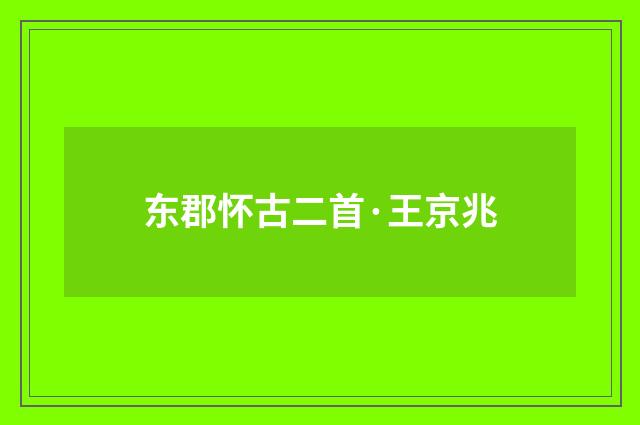 东郡怀古二首·王京兆