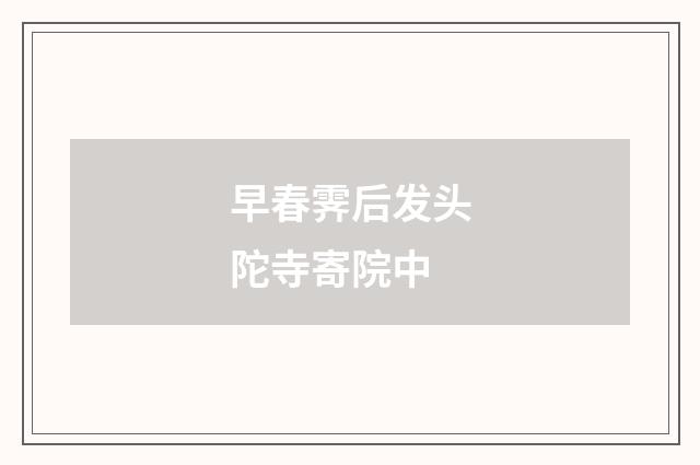 早春霁后发头陀寺寄院中