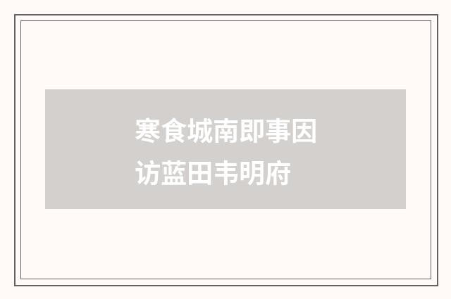 寒食城南即事因访蓝田韦明府