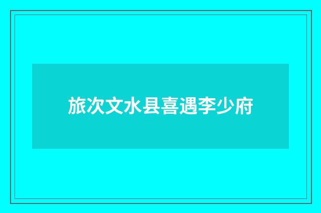 旅次文水县喜遇李少府