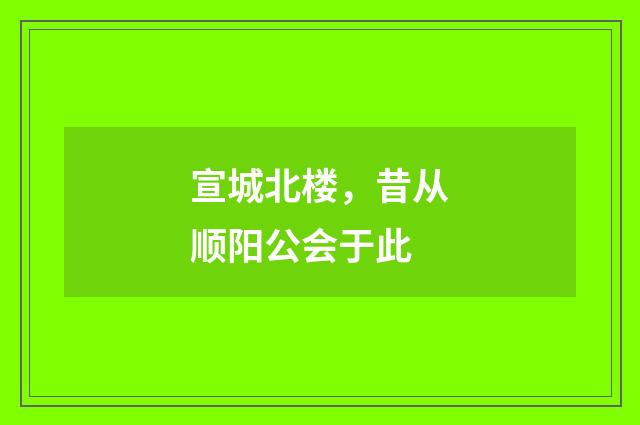 宣城北楼，昔从顺阳公会于此
