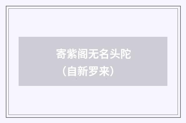 寄紫阁无名头陀（自新罗来）