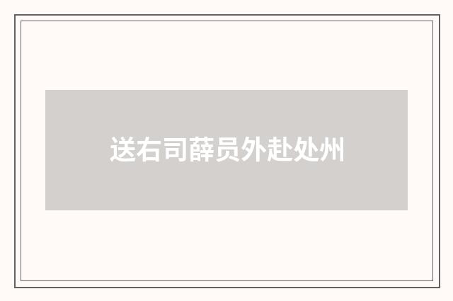 送右司薛员外赴处州