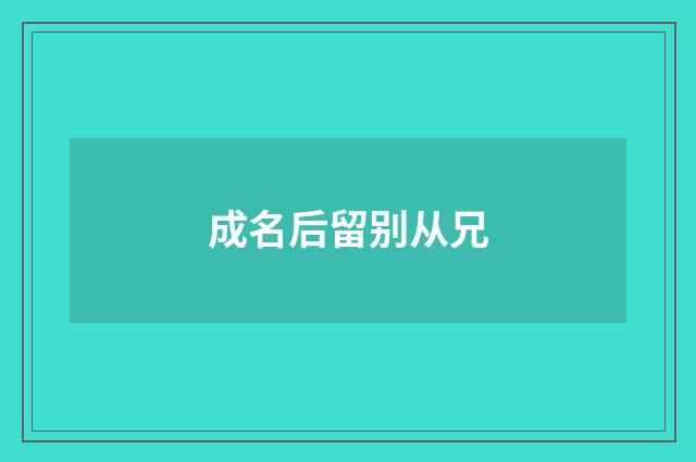 成名后留别从兄