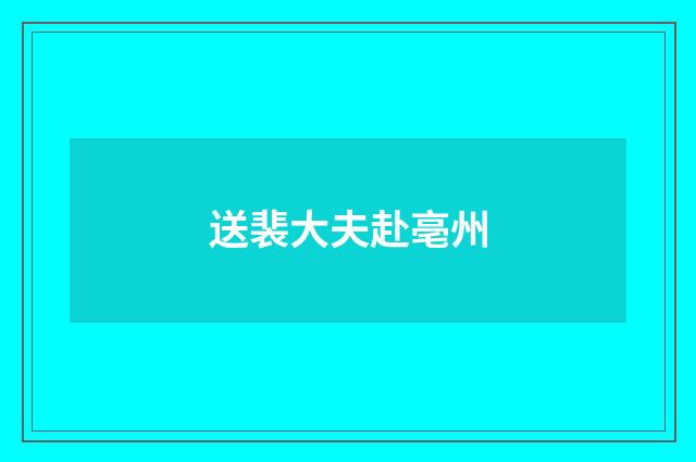 送裴大夫赴亳州
