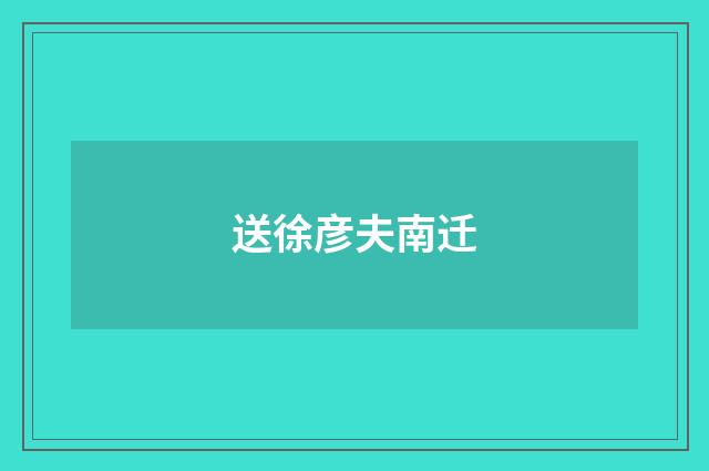 送徐彦夫南迁