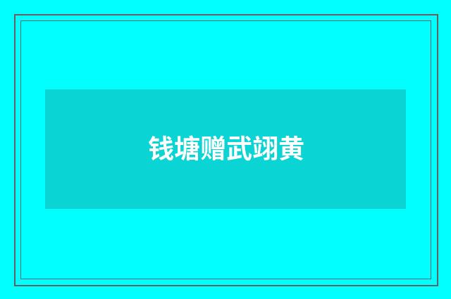 钱塘赠武翊黄