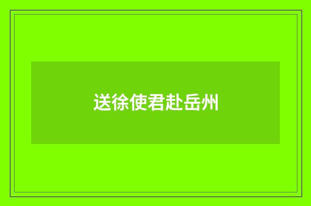 送徐使君赴岳州