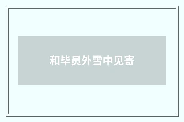 和毕员外雪中见寄